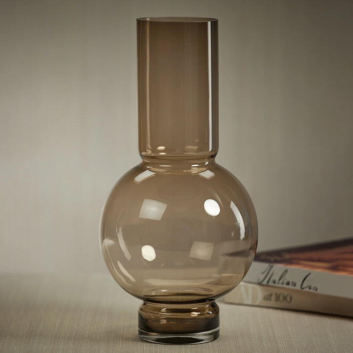 Claude Oversized Taupe Glass Vase - Set of 2