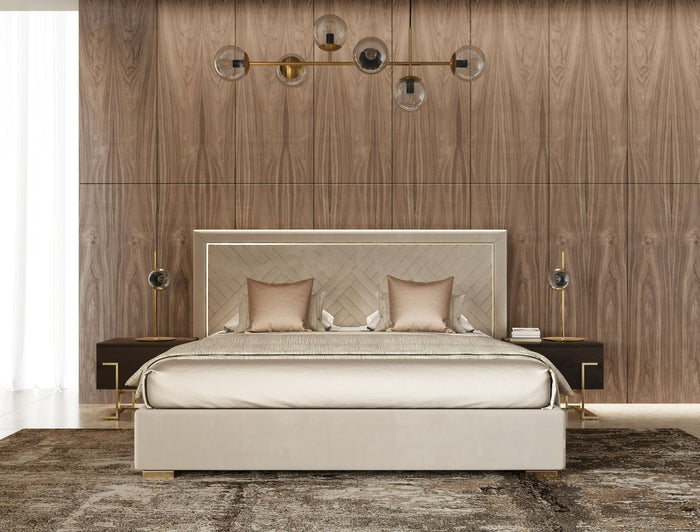 Darcy Modern Off White Velvet Modern Bed