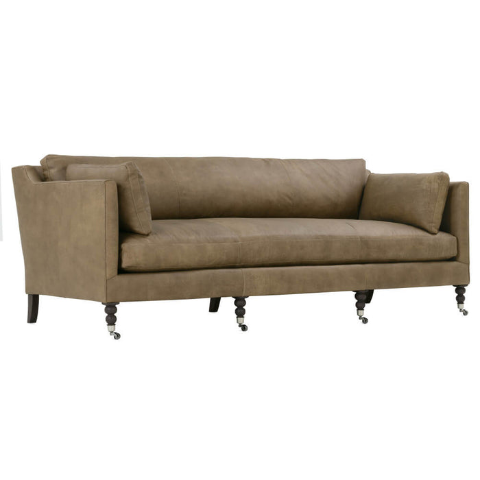 Blaise 90" Mushroom Leather Cloud Sofa