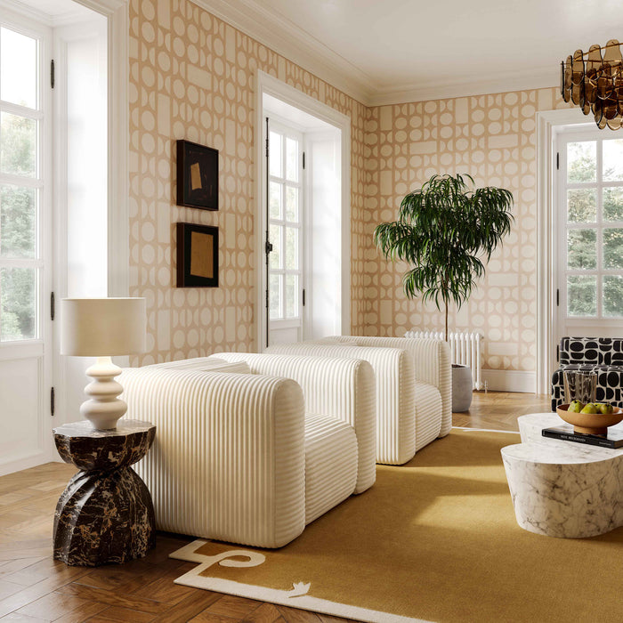 Telav Fluffy Oversized Cream Corduroy Armchair