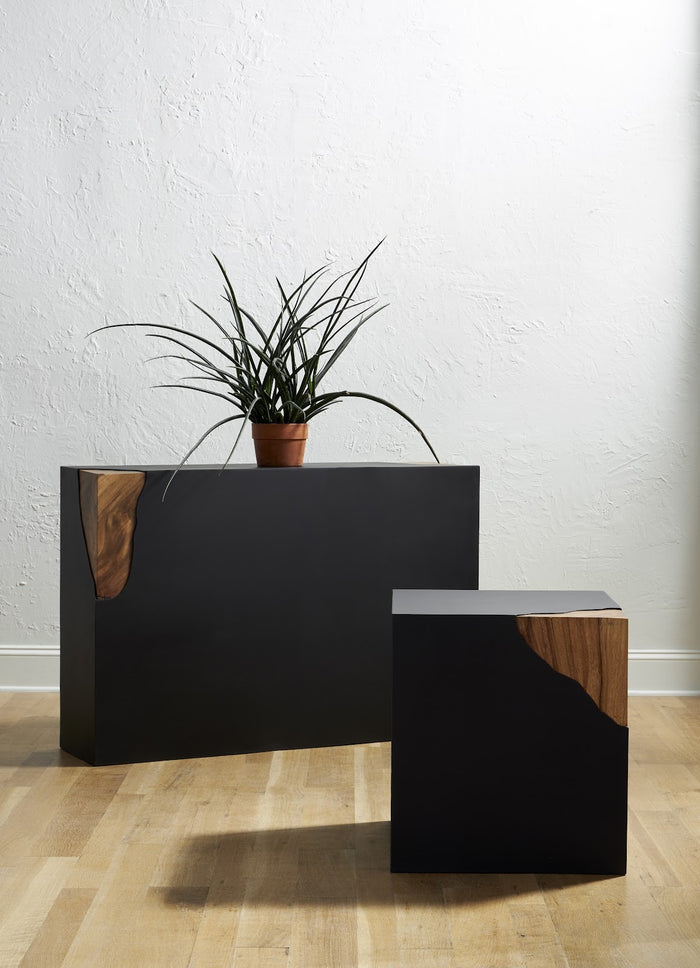 Torie Natural Iron Corner Console Table