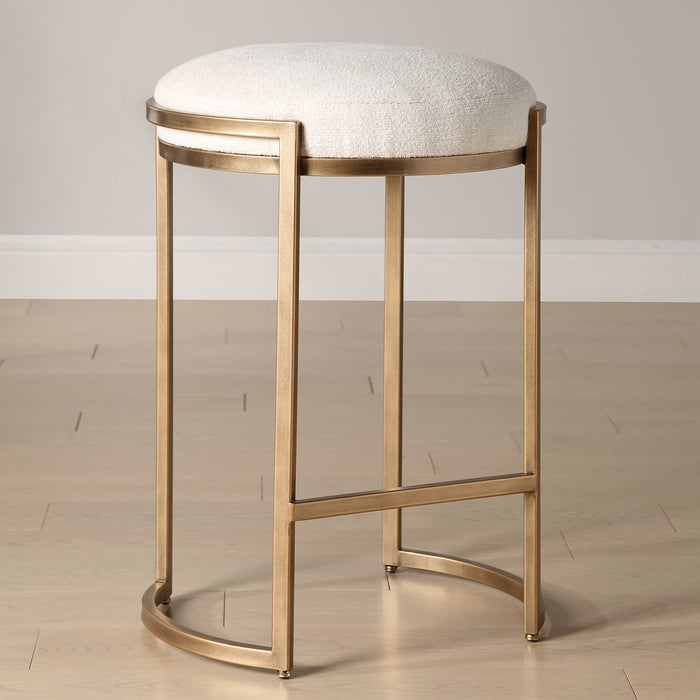 Triss Light Cream & Brass Counter Stool