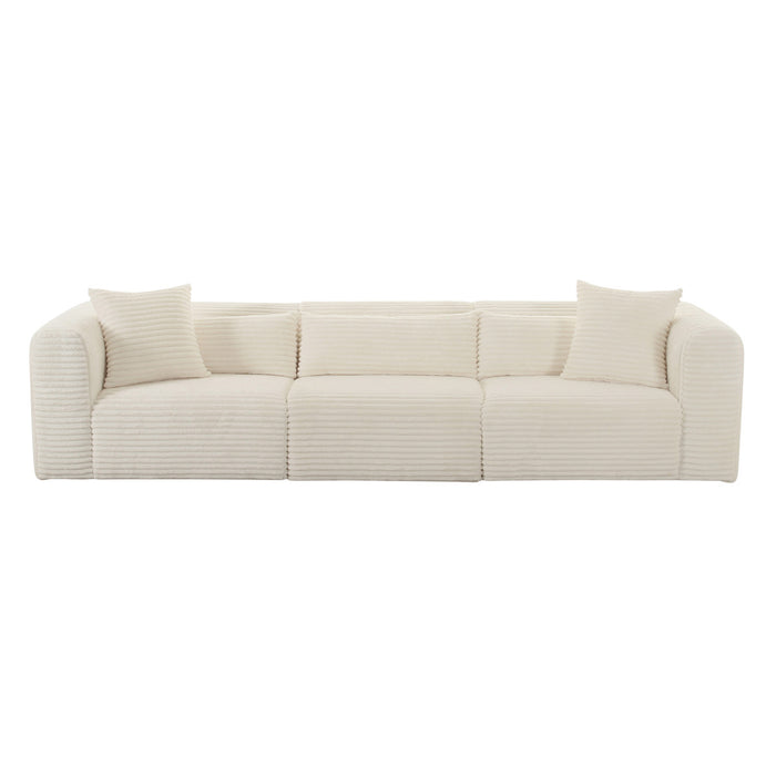 Telav Fluffy Oversized Cream Corduroy Modular Sofa