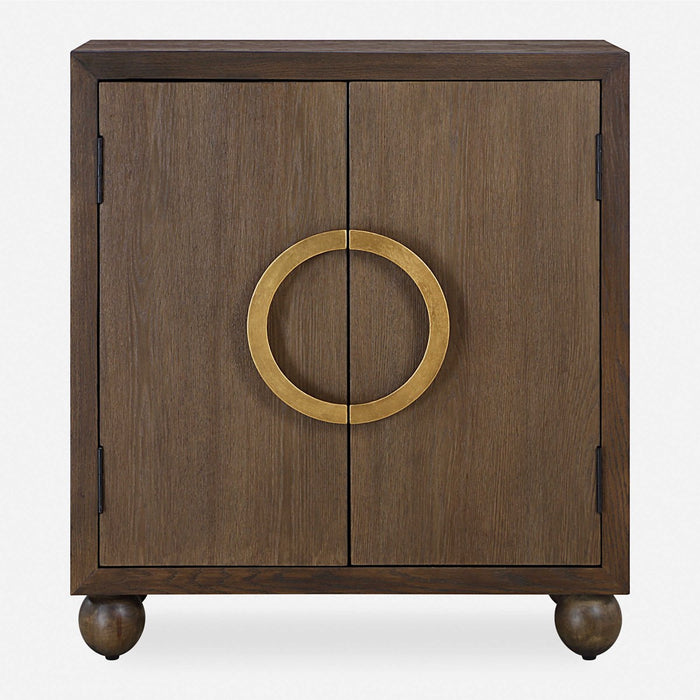 Hally Rich Oak & Gold 2 Door Cabinet