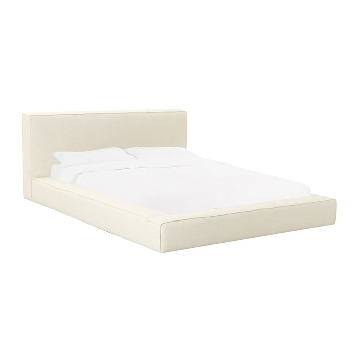 Galen Modern Cream Linen Bed - Luxury Living Collection