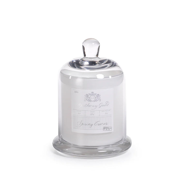 Apothecary Spring Crocus Scented White Candle with Glass Dome (Set 0f 4) (2 Sizes Available)