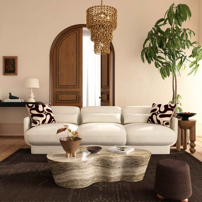 Arnaldo 90.5”Cream Velvet Sofa