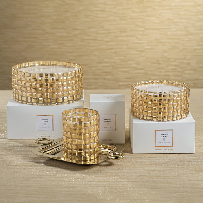 Braided Lumina Ambered Spice Scented Candle - 6 Wick (Set of 4)