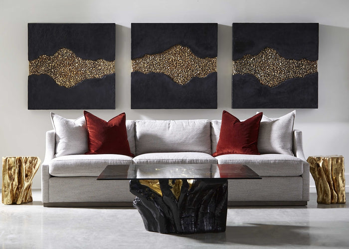 Wyn Cast Root Black & Gold Leaf Coffee Table