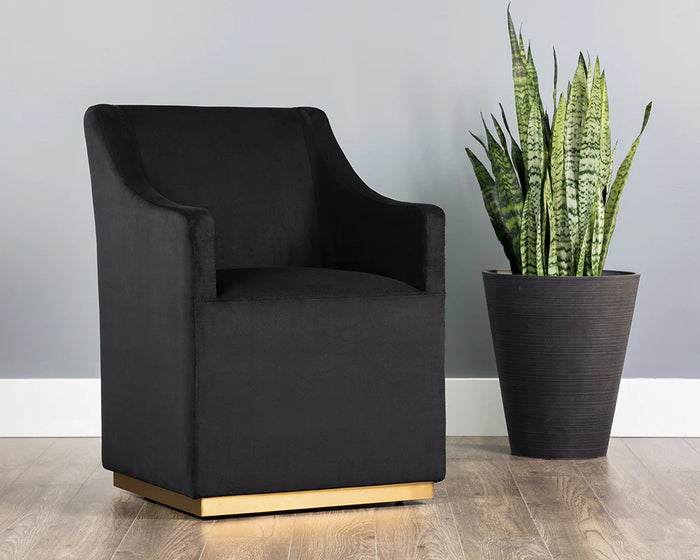 Zane Black Wheeled Lounge/Dining Chair (Set of 6)