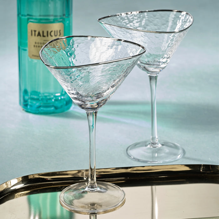 Aperitivo Triangular Martini Glass with Platinum Rim - Set of 12