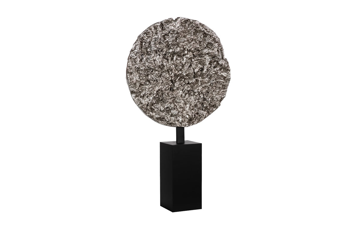 Cosmic Medium Antique Silver Cast Root Disk With Stand