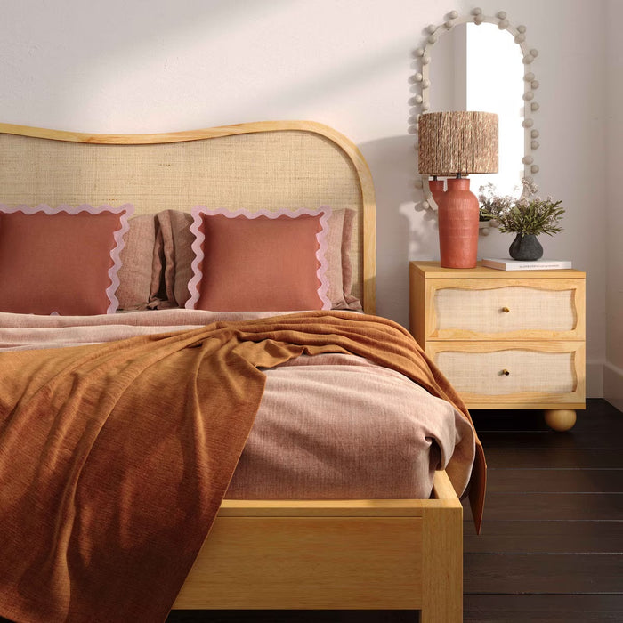 Grappa Natural Wood & Rattan Bed