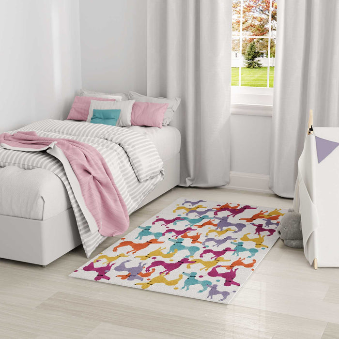 Poodles Ivory Multicolour Area Rug