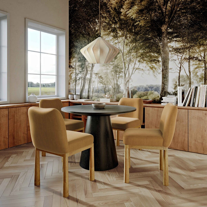 Tiara Cognac Velvet Oak Dining Chair