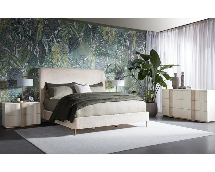 Tierra Taupe Chenille & Gold Bed