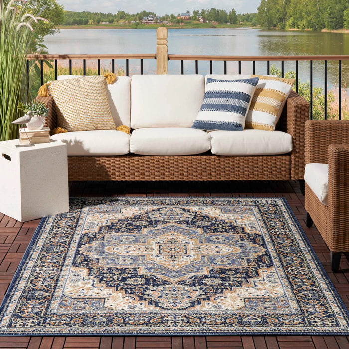 Avita Indoor/Outdoor Navy Area Rug - Elegance Collection