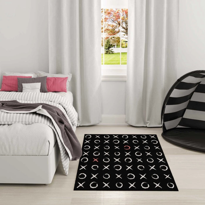 XO Black Area Rug