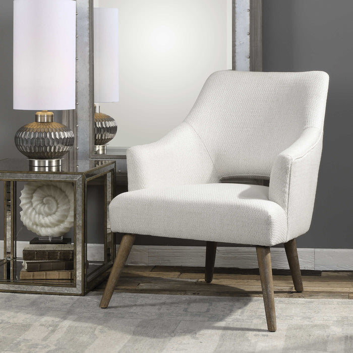 Retro Neutral Chenille Accent Chair