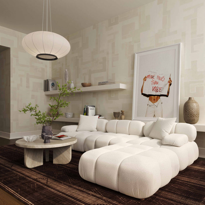 Vogue Cream Vegan Shearling Modular Ottoman