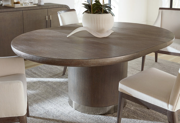 Reyeh Dark Wood Modern Round Dining Table w/1-18in Leaf