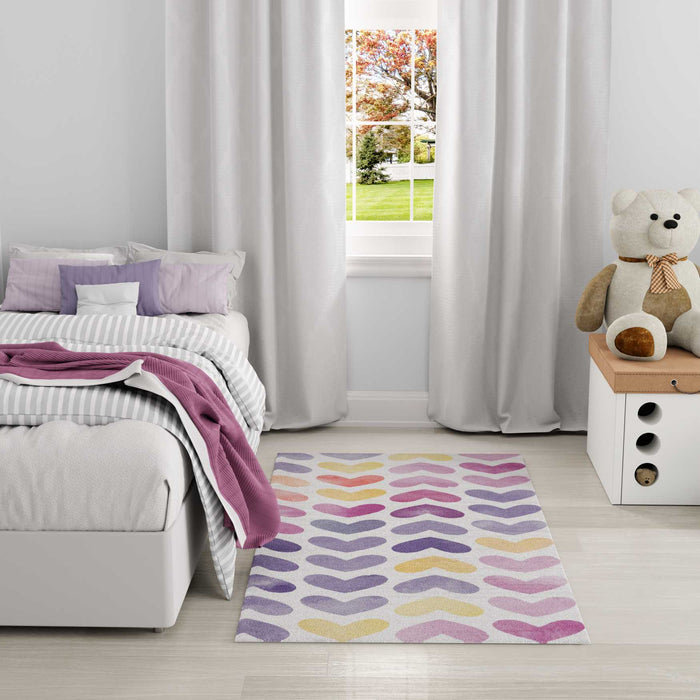 Pastel Multicolour Hearts Area Rug