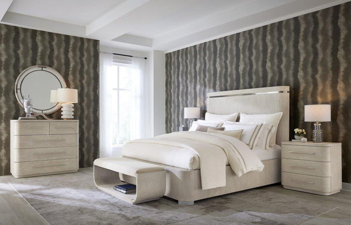Reyeh Light Wood & Pewter Modern Panel Bed