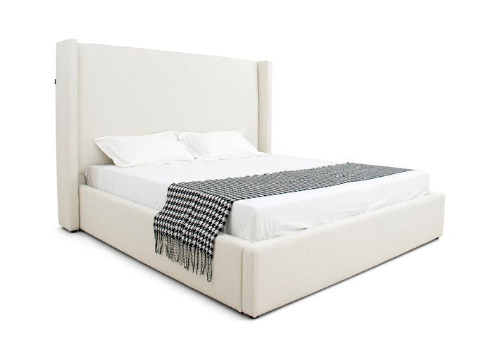 Casy Modern Off White Fabric Bed