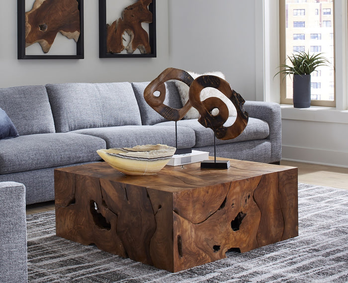 Carved Ribbon Teak Sculpture