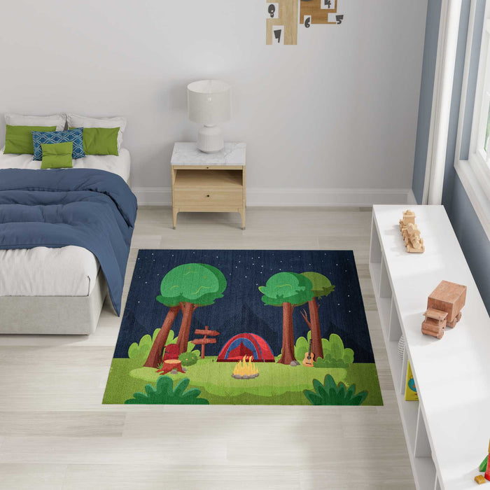 Camping Navy Multicolour Area Rug
