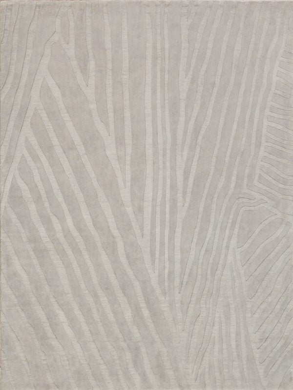 Poem Modern Light Silver Patterned Area Rug - Elegance Collection