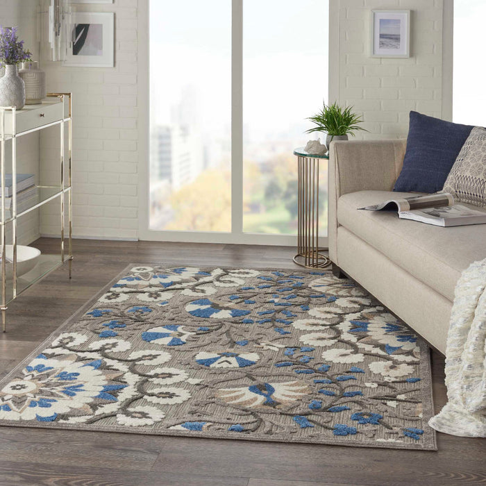 Annitra Indoor/Outdoor Grey/Multi Garden Blooms Area Rug - Elegance Collection