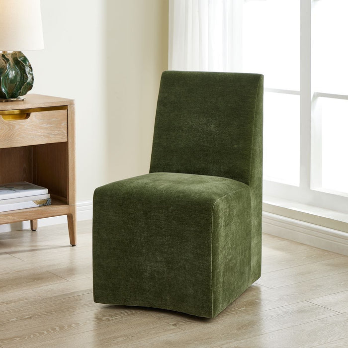 Eleanor Green Velvet With Casters Dining Chair