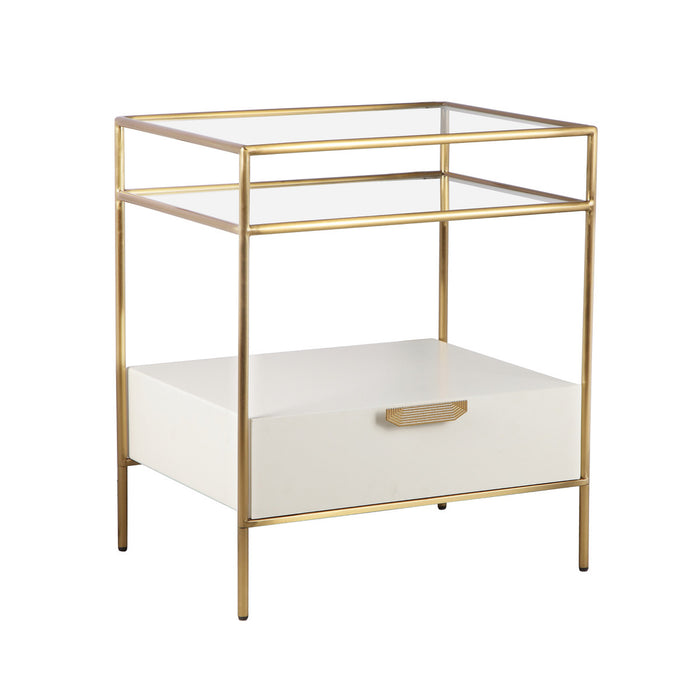 Syncere Cream Glass Nightstand - Luxury Living Collection