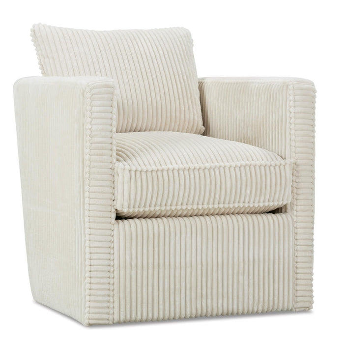 Foster Natural Corduroy Cloud-Like Swivel Accent Chair