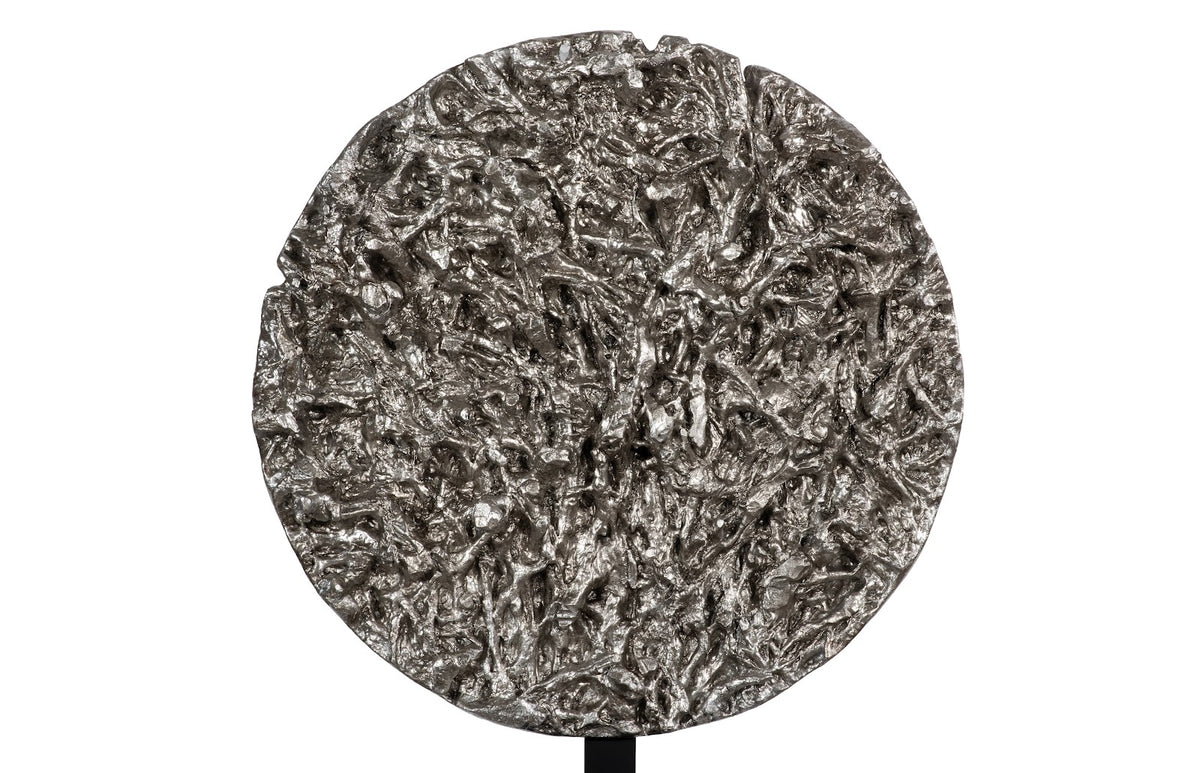 Cosmic Medium Antique Silver Cast Root Disk With Stand