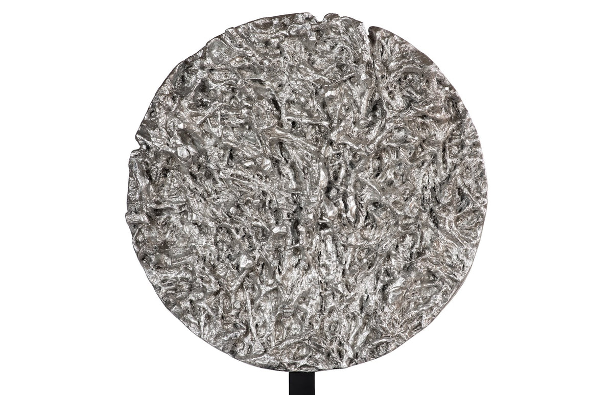 Cosmic Medium Silver Leaf Cast Root Disk With Stand