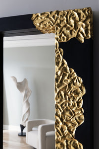 Mars Large Rectangular Black & Gold Leaf Wall Mirror