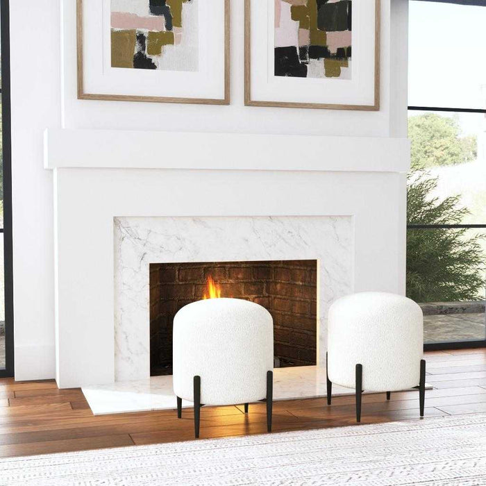 Riely White Faux Shearling Ottoman