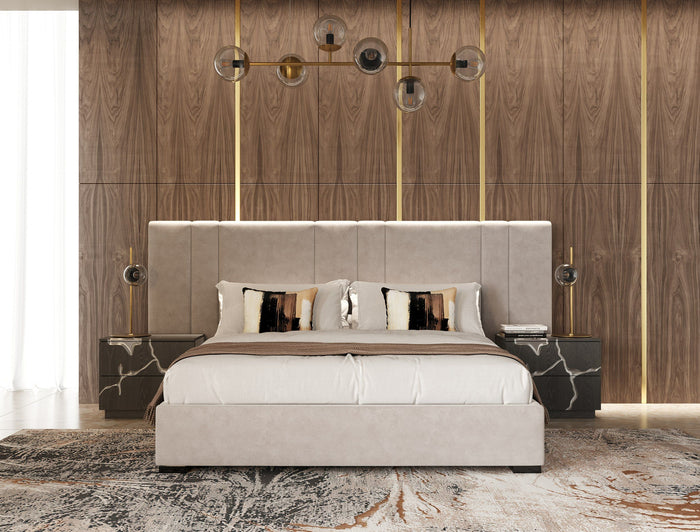 Loupe Modern Grey Velvet Bed