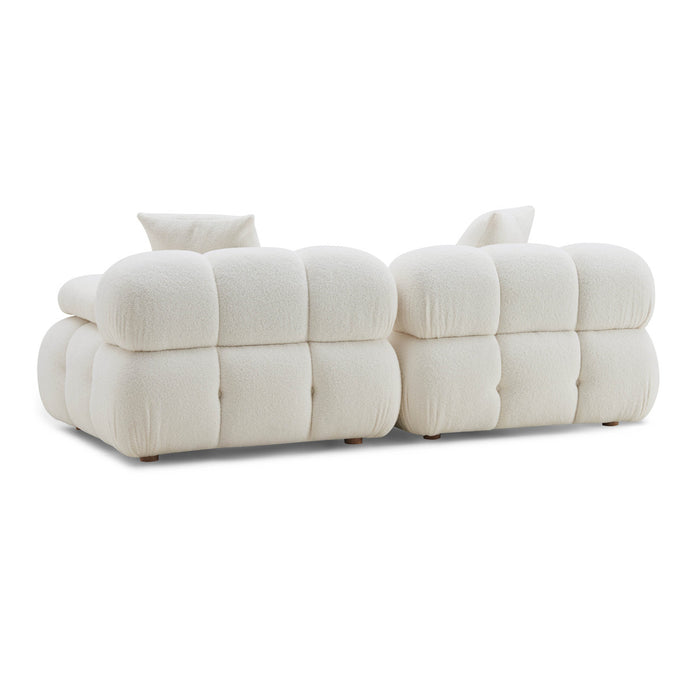 Vogue Cream Vegan Shearling Modular Loveseat - Luxury Living Collection
