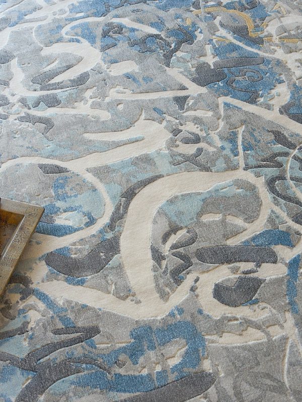 Anna Blue/Silver/Ivory Modern Area Rug - Elegance Collection