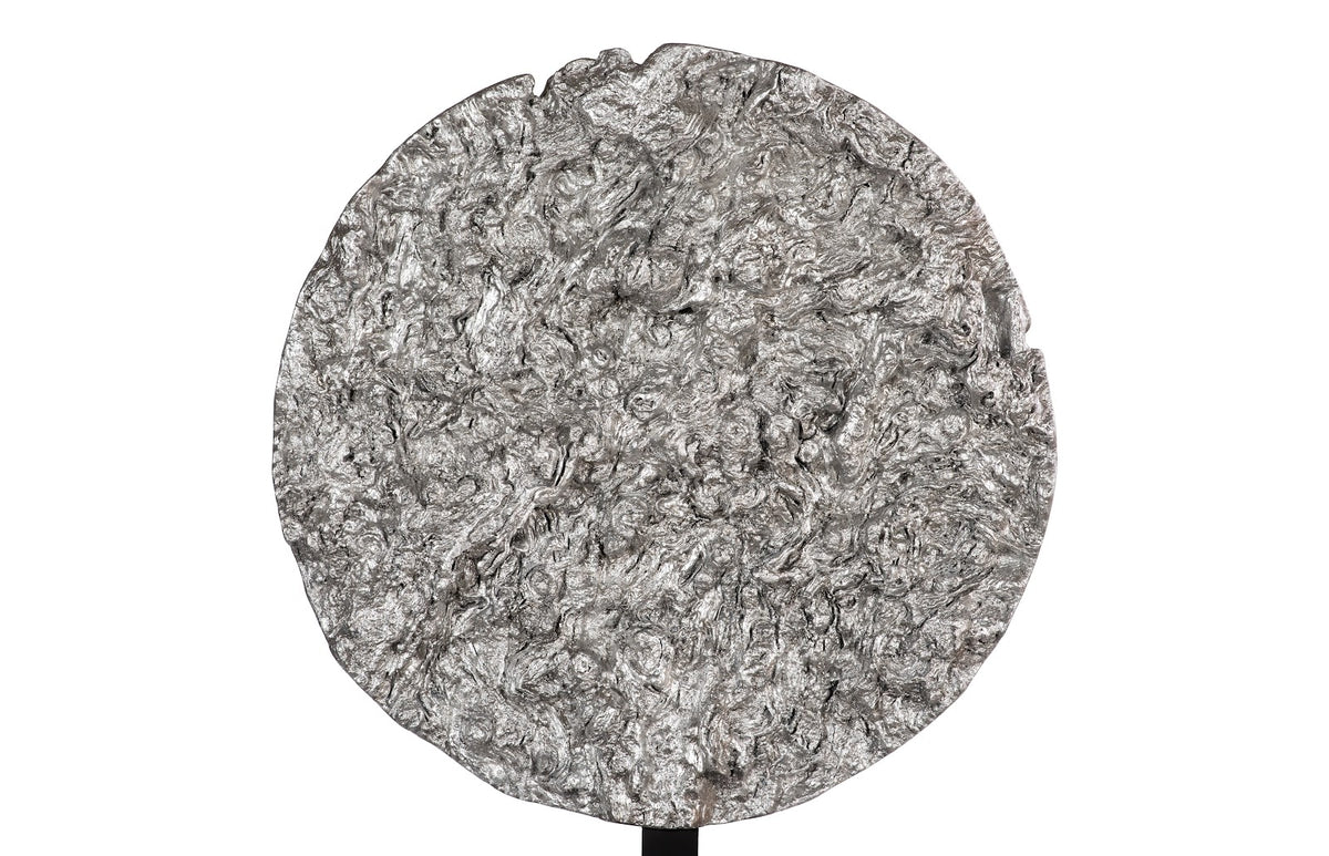 Cosmic Medium Silver Leaf Cast Root Disk With Stand