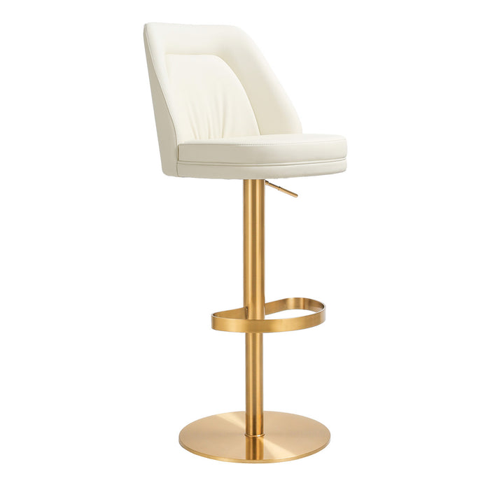 Kyng Cream and Gold Adjustable Swivel Stool - Luxury Living Collection