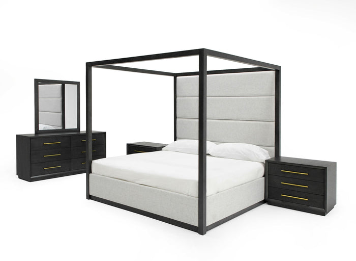Pentra Contemporary Canopy Grey Bedroom Set