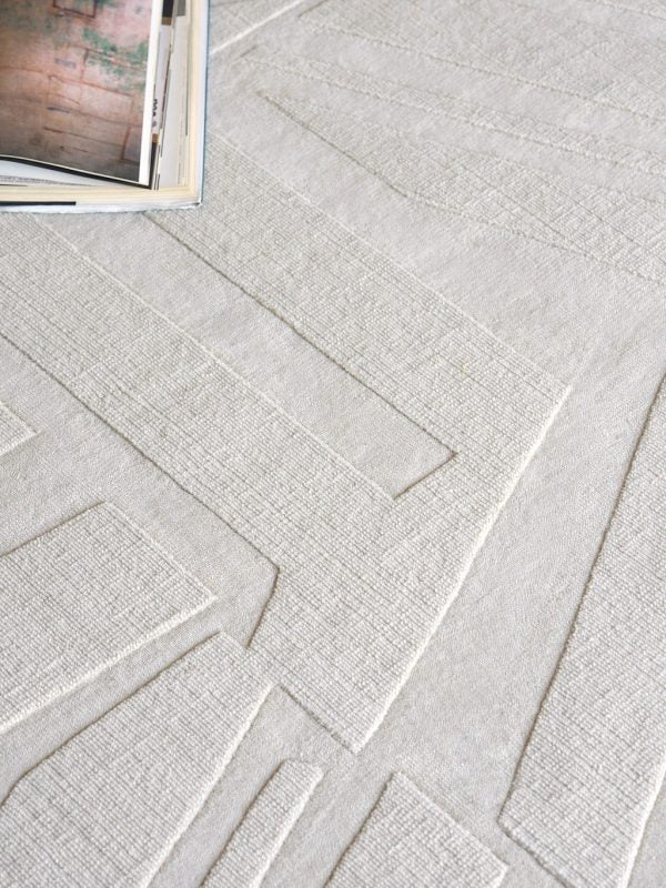 Poem Modern Light Beige Patterned Area Rug - Elegance Collection