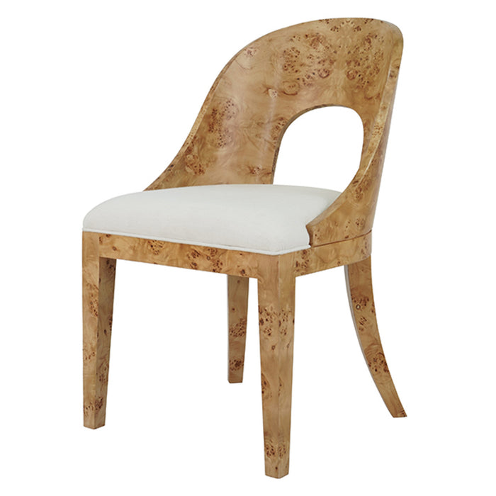 Florencia Burl Wood & White Linen Chair