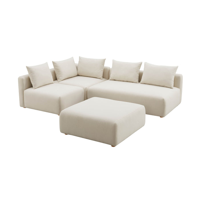 Karsyn Cream Linen 4-Piece Modular Chaise Sectional
