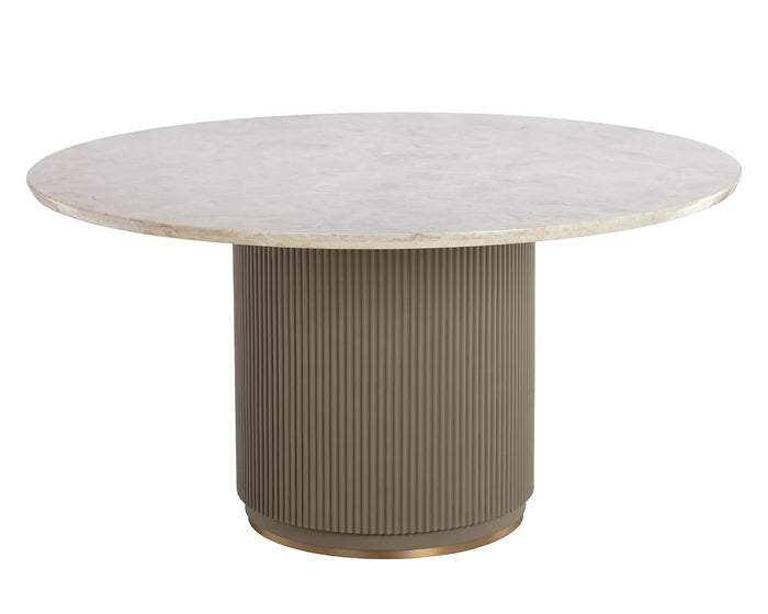 Cataldi 59" Marble Top Dining Table With Brown & Gold Base