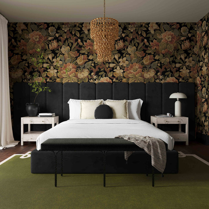 Noah Black Linen Bench - Luxury Living Collection